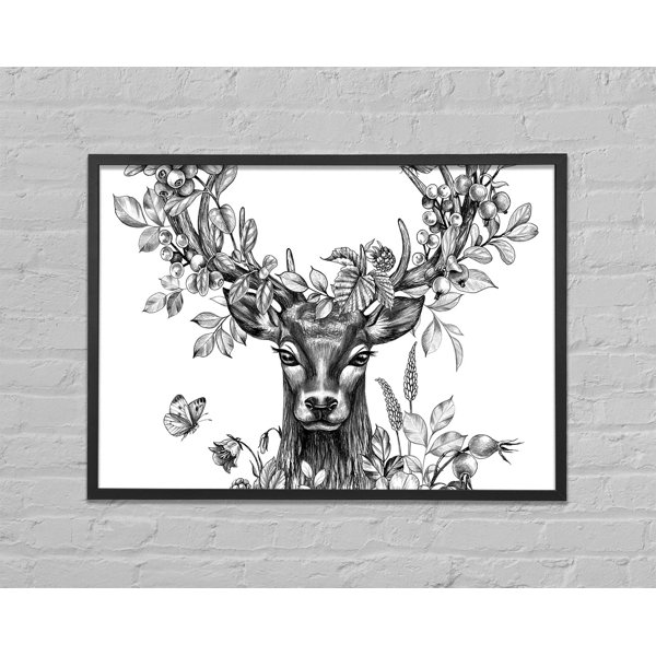 Union Rustic The Floral Deer Single Picture Frame Art Prints